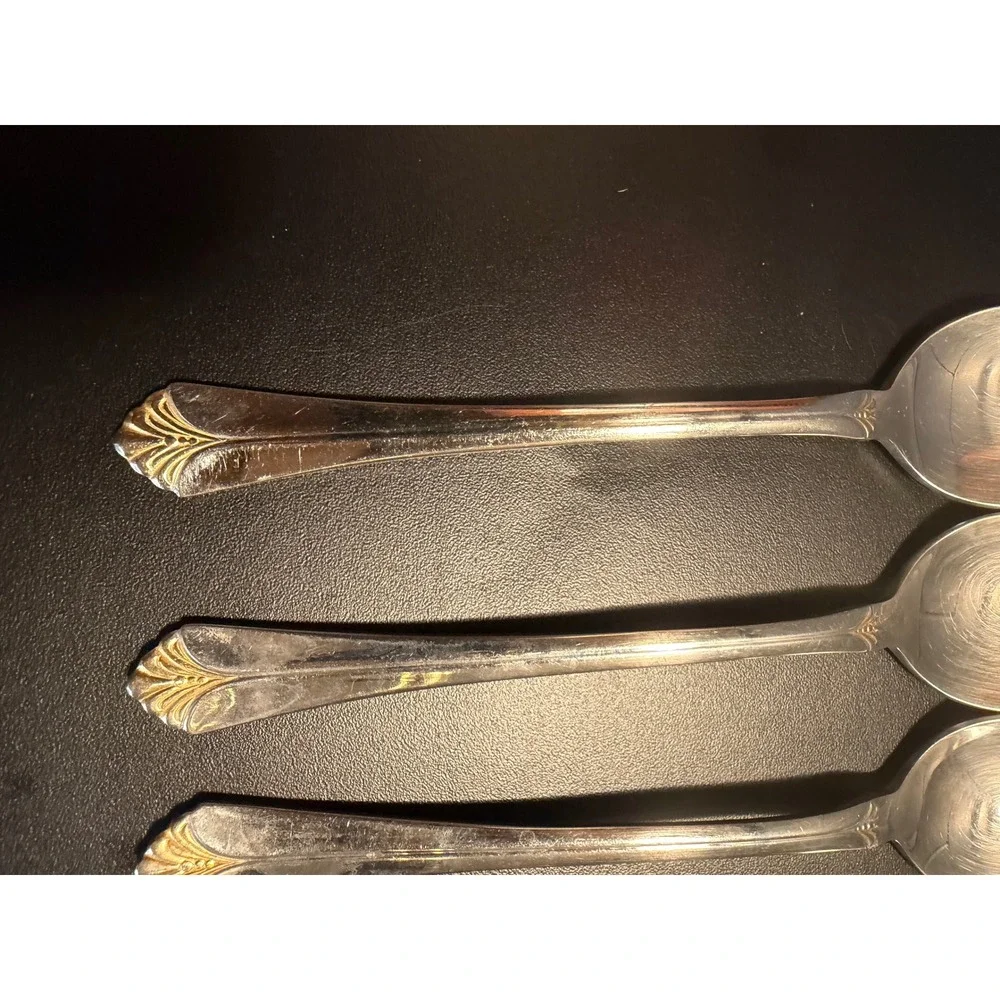 Towle Santa Barbara Gold Accent Teaspoons 18/8 Stainless Steel Set of‎ 5